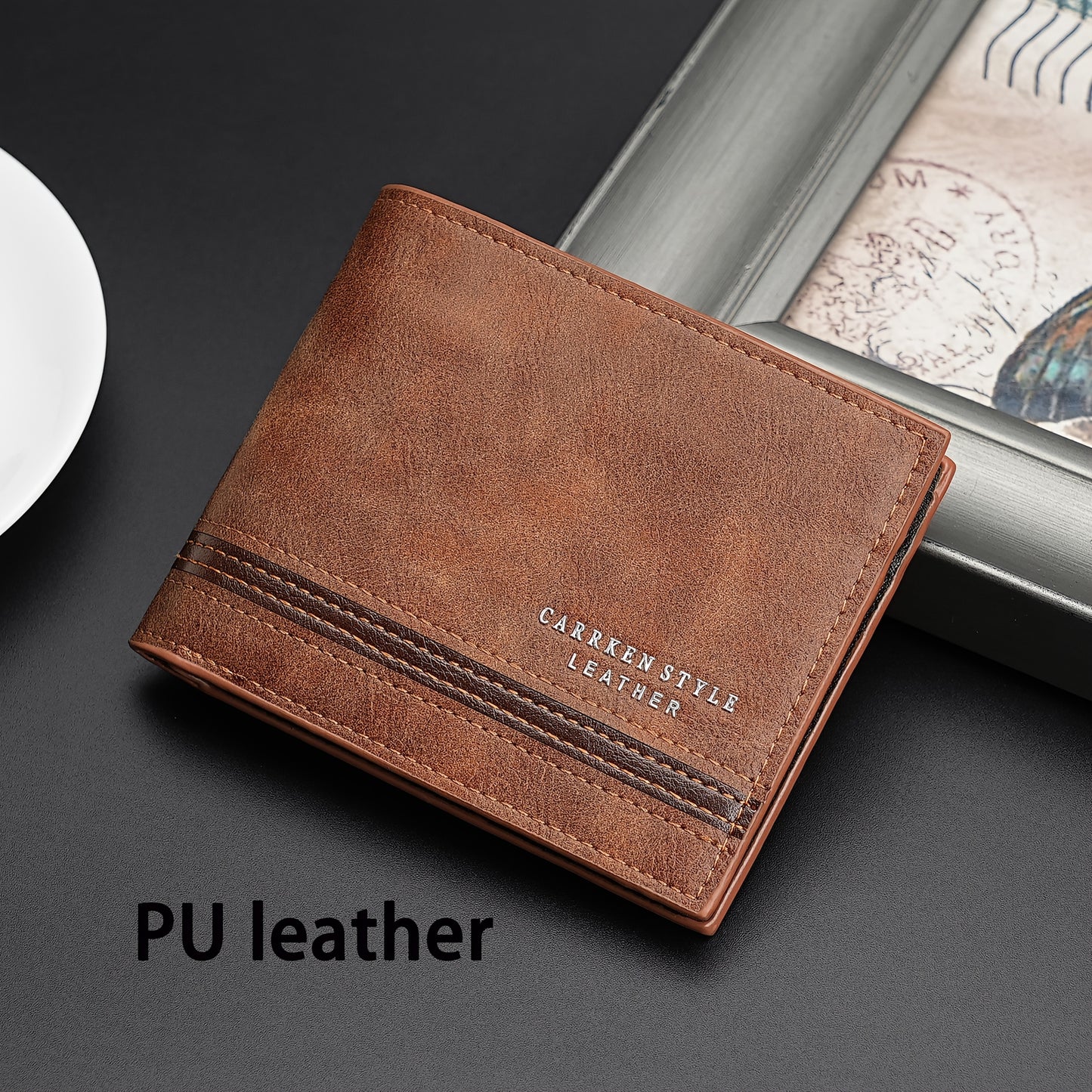 1pc Men's Short Wallet, Fashion Horizontal Multi-card Slots Zipper Coin Purse