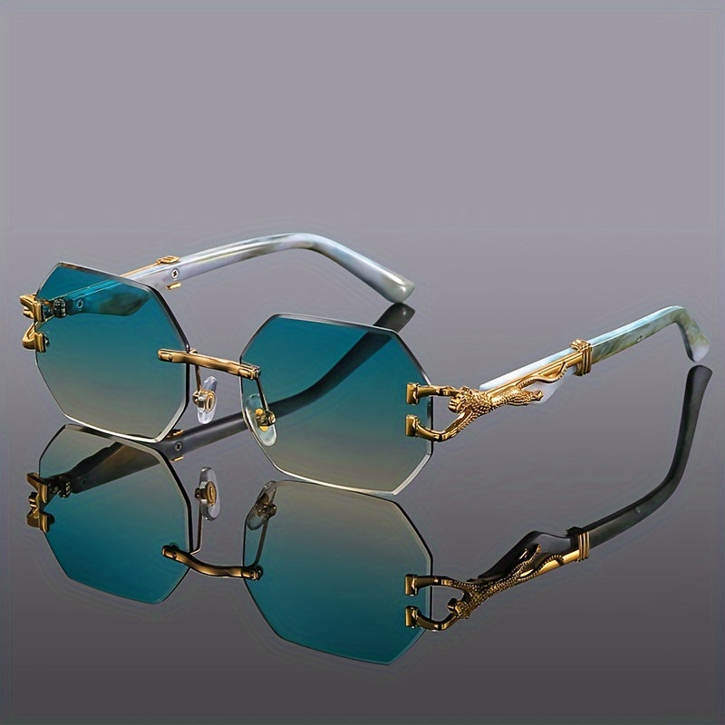Geometric Leopard Print Sport Glasses For Women, Lightweight & Durable Composite Frame, Trendy Streetwear Glasses