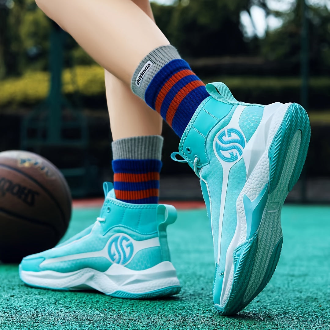 Unisex Fashion Sports Sneakers - Casual Street Athletic Running Shoes with Breathable Fabric Upper, Mid Top Lace-Up, Rubber EVA Sole, All-Season Comfort, Round Toe for Training & Basketball