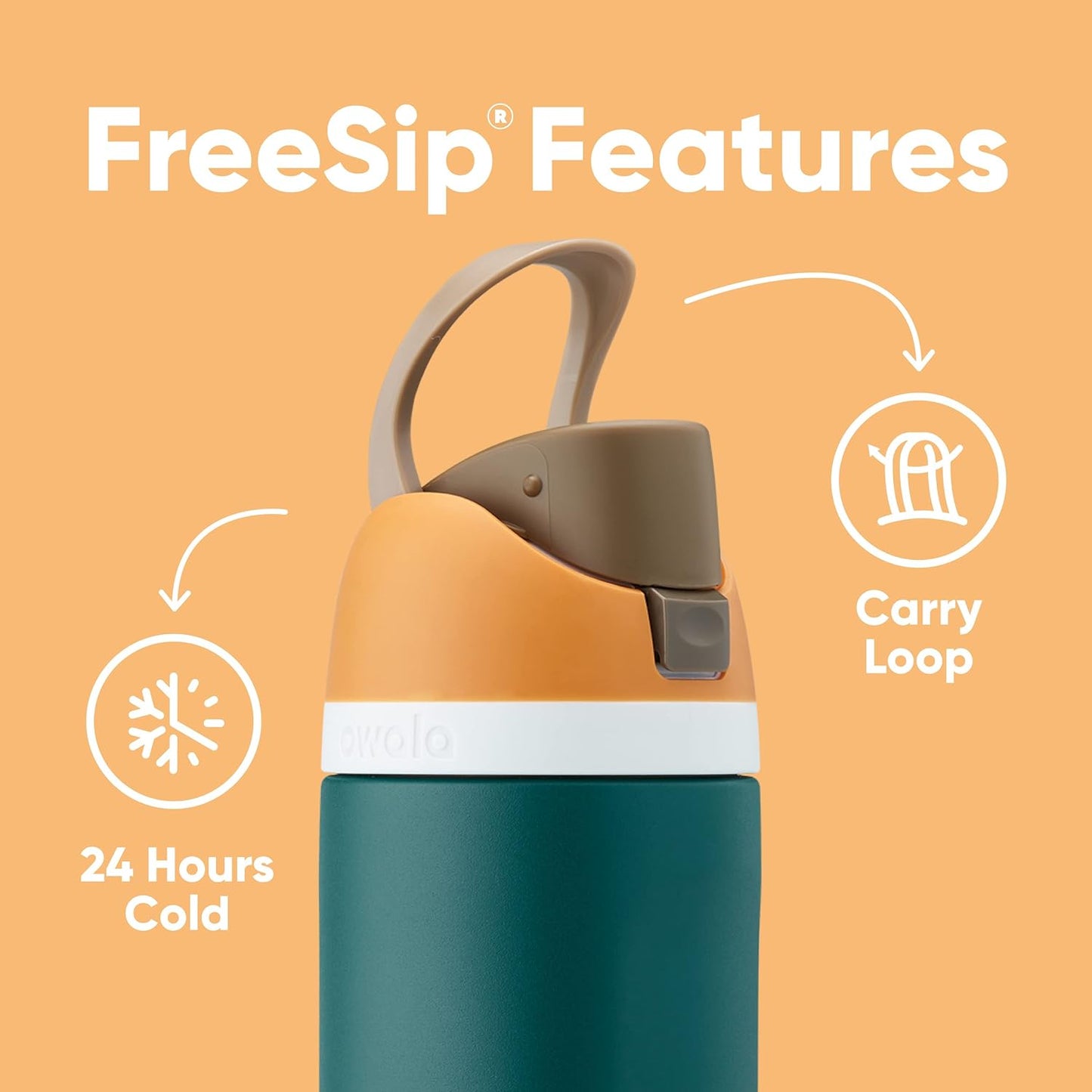 Owala Freesip Insulated Stainless Steel Water Bottle with Straw for Sports, Travel, and School Bpa-Free Sports Water Bottle, 24 Oz, Denim