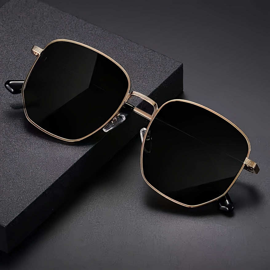 Classic Style Retro Design Fashion Glasses Geometric Metal Frame Suitable for Men and Women Decorative Glasses for men and women, casual business, party street photography, fashionable clothing accessories, ideal choice for g
