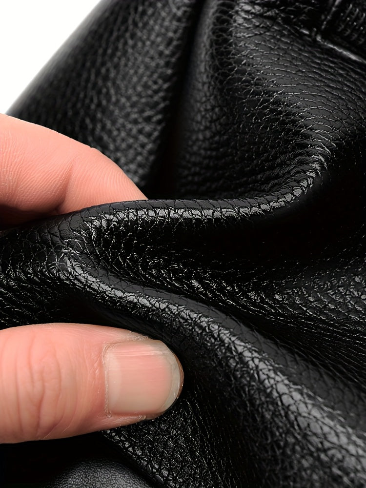 MOEPEQDAISHU Men's Synthetic Leather Crossbody Bag - Adjustable Strap, Multiple Compartments, Casual Style, Black, Perfect for Daily Commute, Casual Crossbody Bag | Modern Men's Bag | Textured Finish, Purse Crossbody