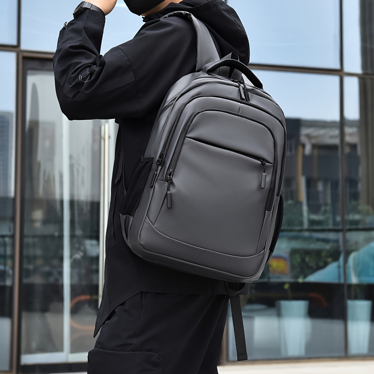 1pc Wear-Resistant Men'S Large Capacity Backpack - Travel, College, Sports, Holiday Essentials with Lightweight Adjustable Shoulder Straps, Zipper Closure, and Solid Colors, Nylon, Business Casua