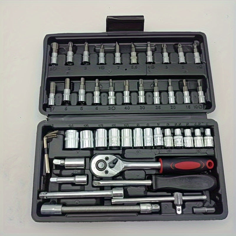 Multifunctional Integrated-Piece and 216pcs Car Repair Set, Suitable, Bicycles, Motorcycles Manual Wrench Socket Set, All-in-One Integrated Solution WY46&216-H4-0510-14