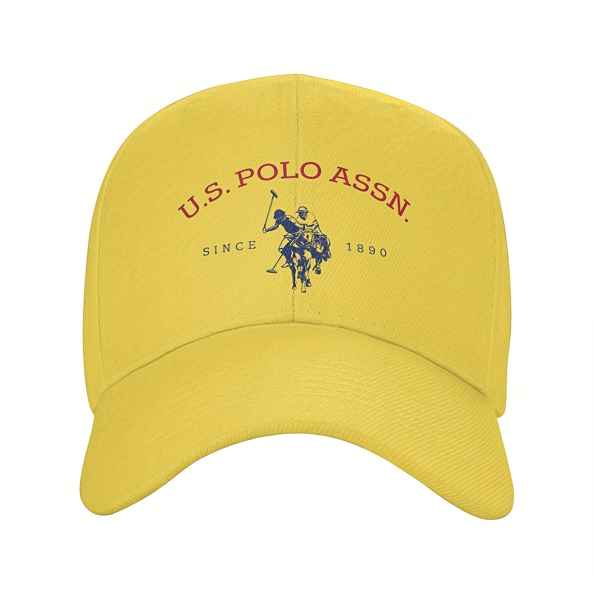 U.S. Polo Assn. Since 1890 - Adjustable Baseball Cap with Sun Protection, Classic Sporty Style, 1pc White Polyester Hat with Red & Blue Print, Perfect for Casual Outdoor Activities, Ideal Gift for Men and Wome