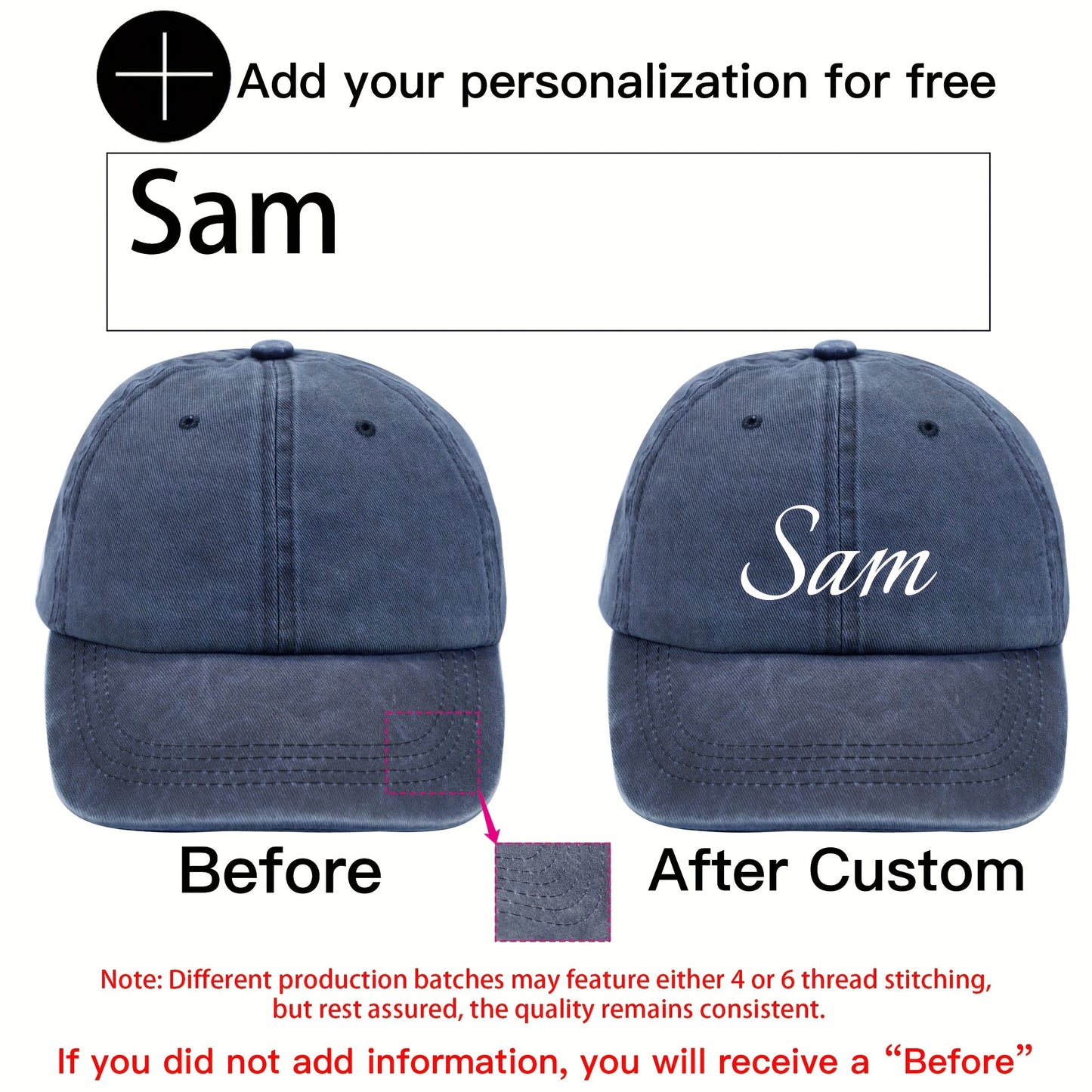 Customizable Vintage Washed Baseball Cap with Personalized Text, Adjustable Fit, Lightweight Polyester - Ideal for Events, Class Gatherings & Parties, Baseball Cap