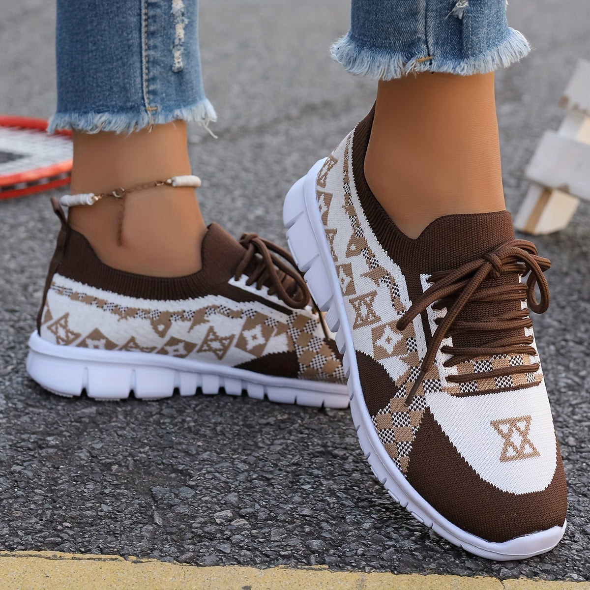 Women's Casual Sneakers Comfort Sport Shoes Fabric Knit Breathable Slip-On All-Season Walking Flats - EVA Sole Non-Slip Athletic Running Footwear - Taizhou North America & Europe Exclusive