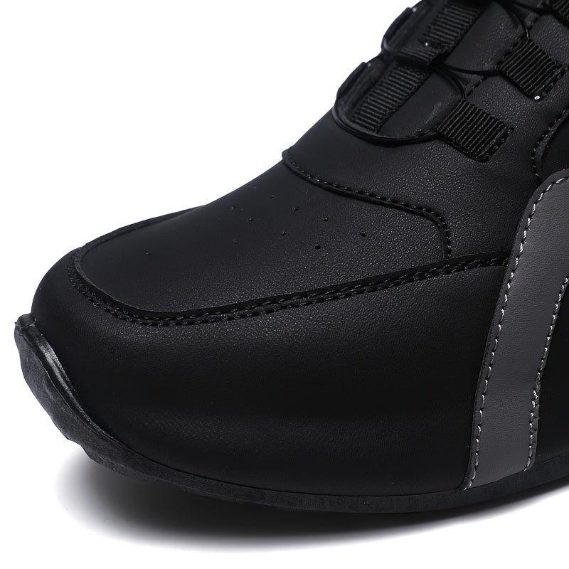 Men's Striped Casual Shoes Rotary Buckle Comfy Durable Outdoor Jogging Hiking Fishing, All Seasons