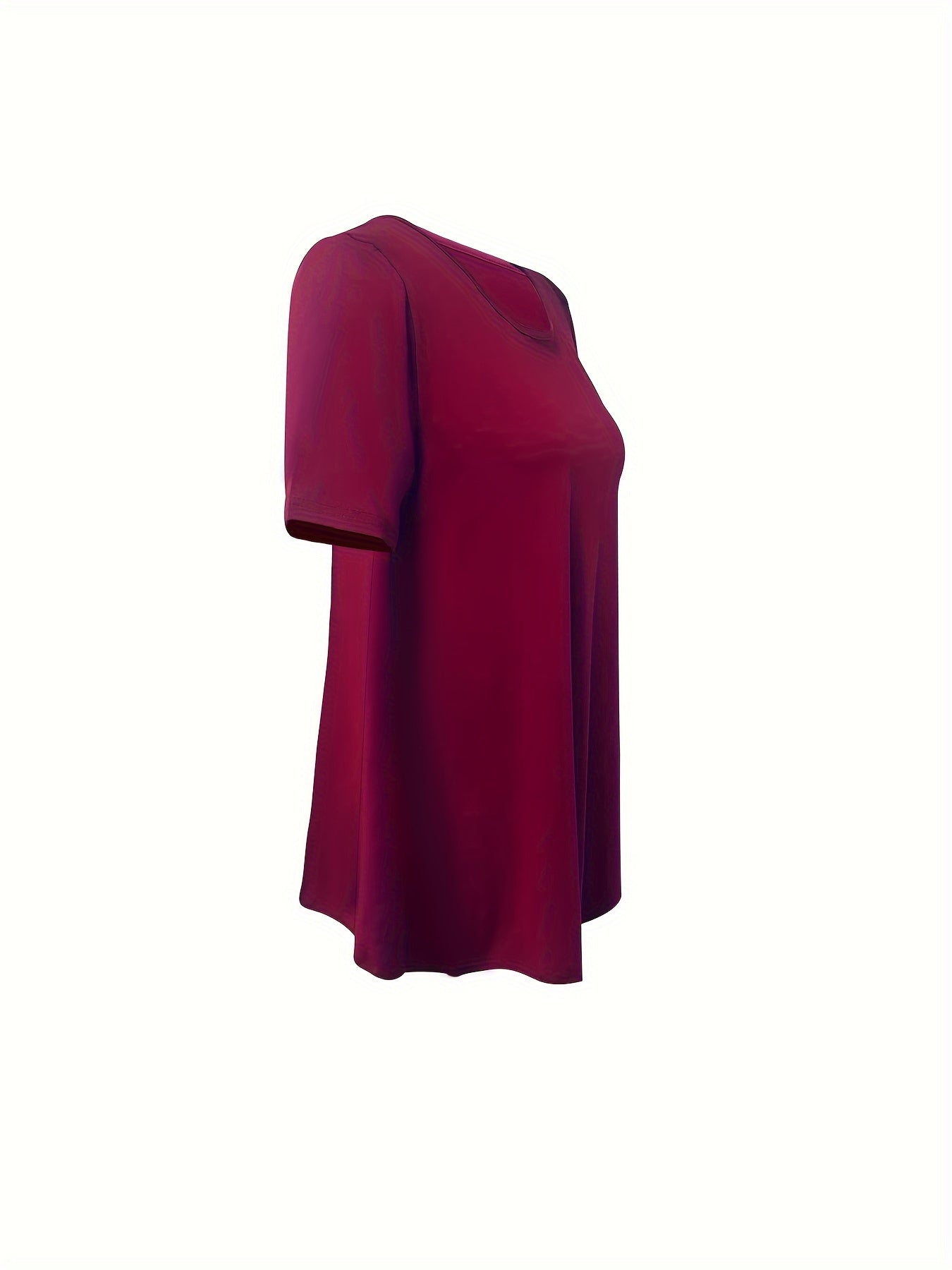 Asymmetrical Hem Crew Neck T-shirt, Short Sleeve Casual Top For Summer & Spring, Women's Clothing