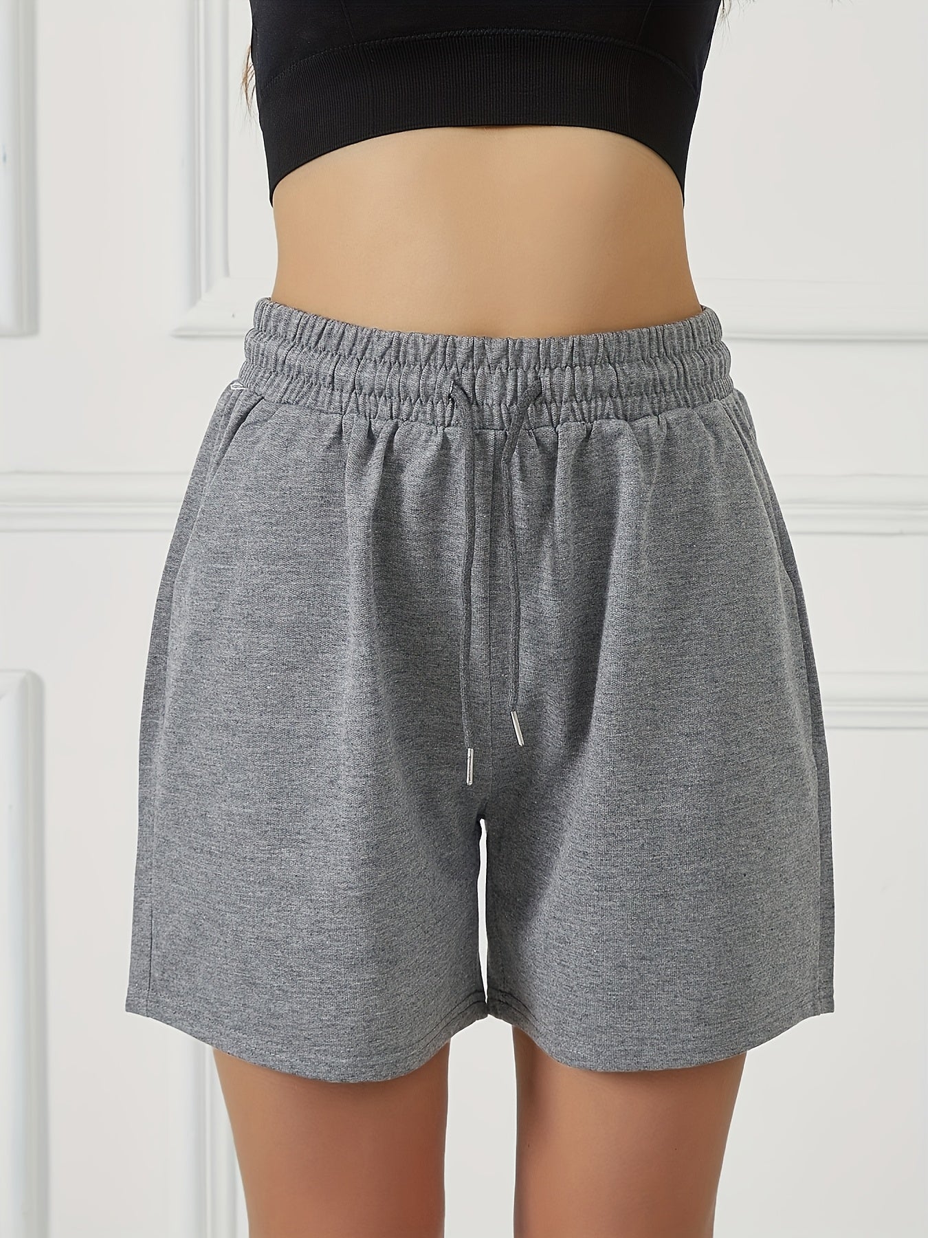 Summer Women'S Casual Shorts with Two Pockets, Drawstring Waist, Suitable for Running, Yoga, And Workouts, Loose And Comfortable, Five-Point Length.
