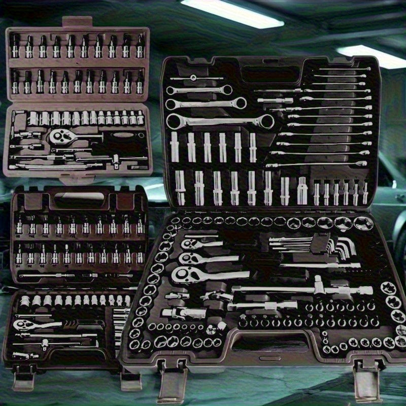 Multifunctional Integrated-Piece and 216pcs Car Repair Set, Suitable, Bicycles, Motorcycles Manual Wrench Socket Set, All-in-One Integrated Solution WY46&216-H4-0510-14