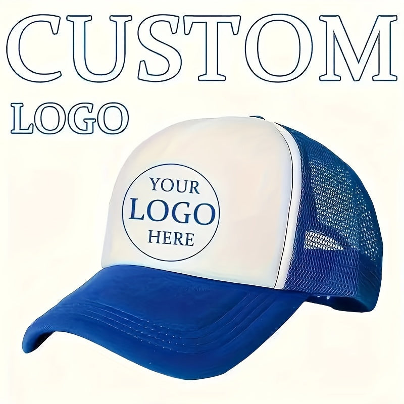 Custom Logo Trucker Hat - Adjustable Breathable Mesh Baseball Cap for Men, Outdoor Casual Wear, Durable Polyester with Personalized Design, Outdoor Headwear