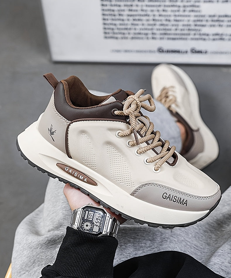 Men's Breathable Casual Sneakers - Trendy Dad Shoes with Thick Sole, Lace-Up, Mid-Top Design for Running & Fashion