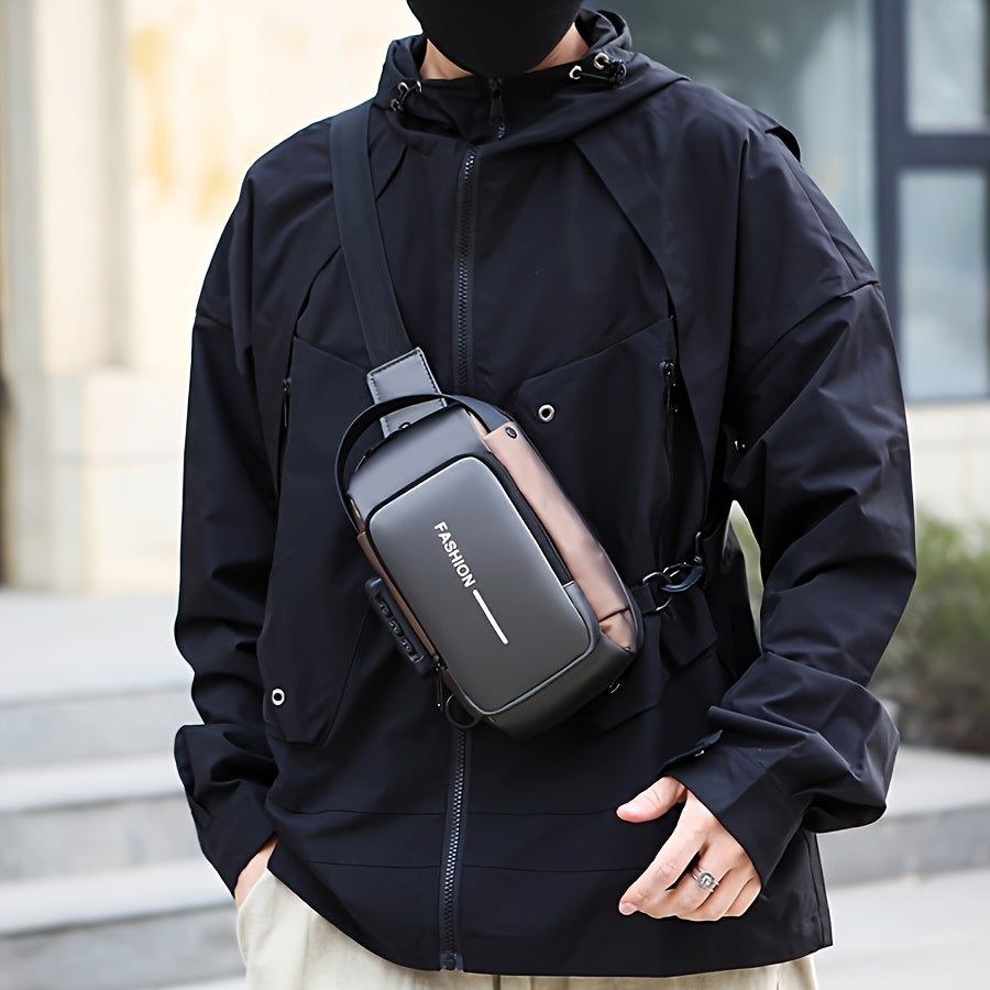 UNIXINU Men's Durable Oxford Fabric Anti-Theft Chest Bag - Sleek Casual Crossbody Sling Bag with Phone Pocket, Zipper Closure & Adjustable Strap for Motorcycle Riding, Commuting, Outdoor Sports, Bag for Bike, Travel Essential