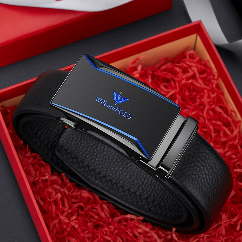 Belt Men's Genuine Leather New Automatic Buckle Pure Cow Leather Belt Business Versatile Young People High-end Trendy Trouser Belt