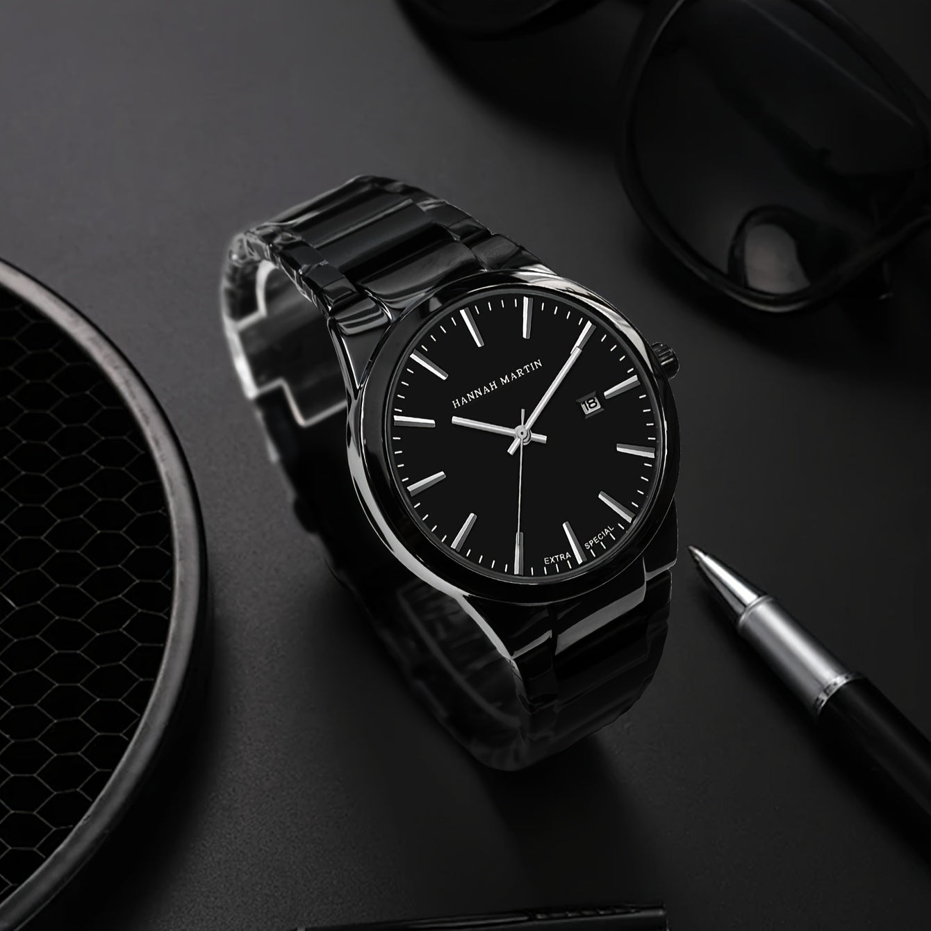 Fashion Casual Watch, Classic Simple Black Calendar Quartz Movement Stainless Steel Strap, Suitable For Daily Outdoor Leisure Business Men's Watch
