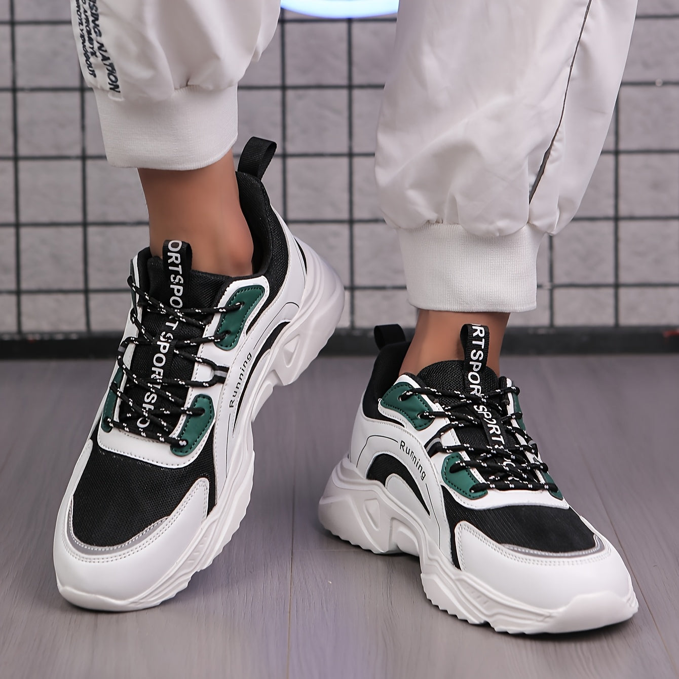 Men'S Casual Sports Sneakers - Stylish Black & White, Lightweight & Comfortable Running Shoes for All Seasons, Lace-Up Design, Allseason Sneakers | Stylish Casual Shoes | Comfortable Footwear