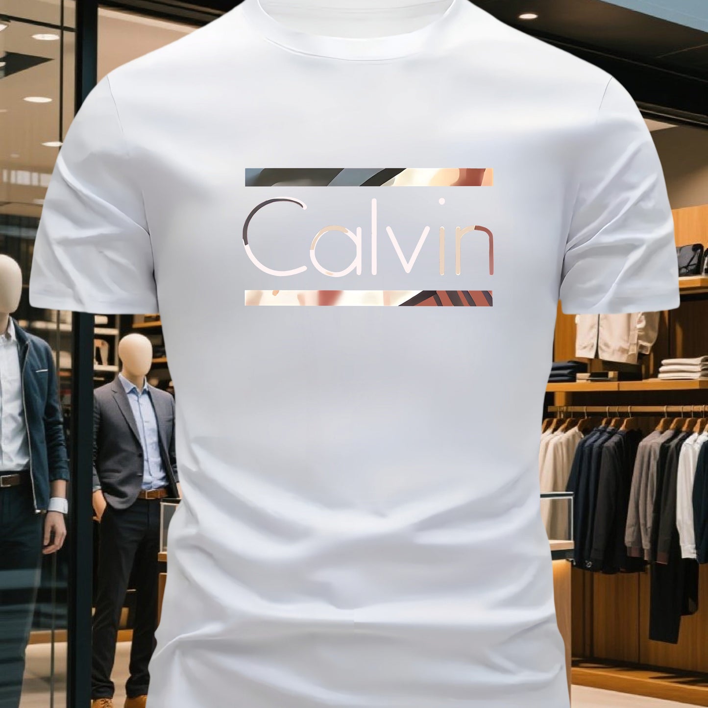 Men'S Bright Pink CALVI Graphic T-Shirt - Soft Breathable 100% Cotton Crewneck Tee, Everyday Casual Shirt for Office, Outings & Gym - Minimalist Modern Top, Comfortable Clothing, Stylish Letter Print, Durable Fabric, Short Sl