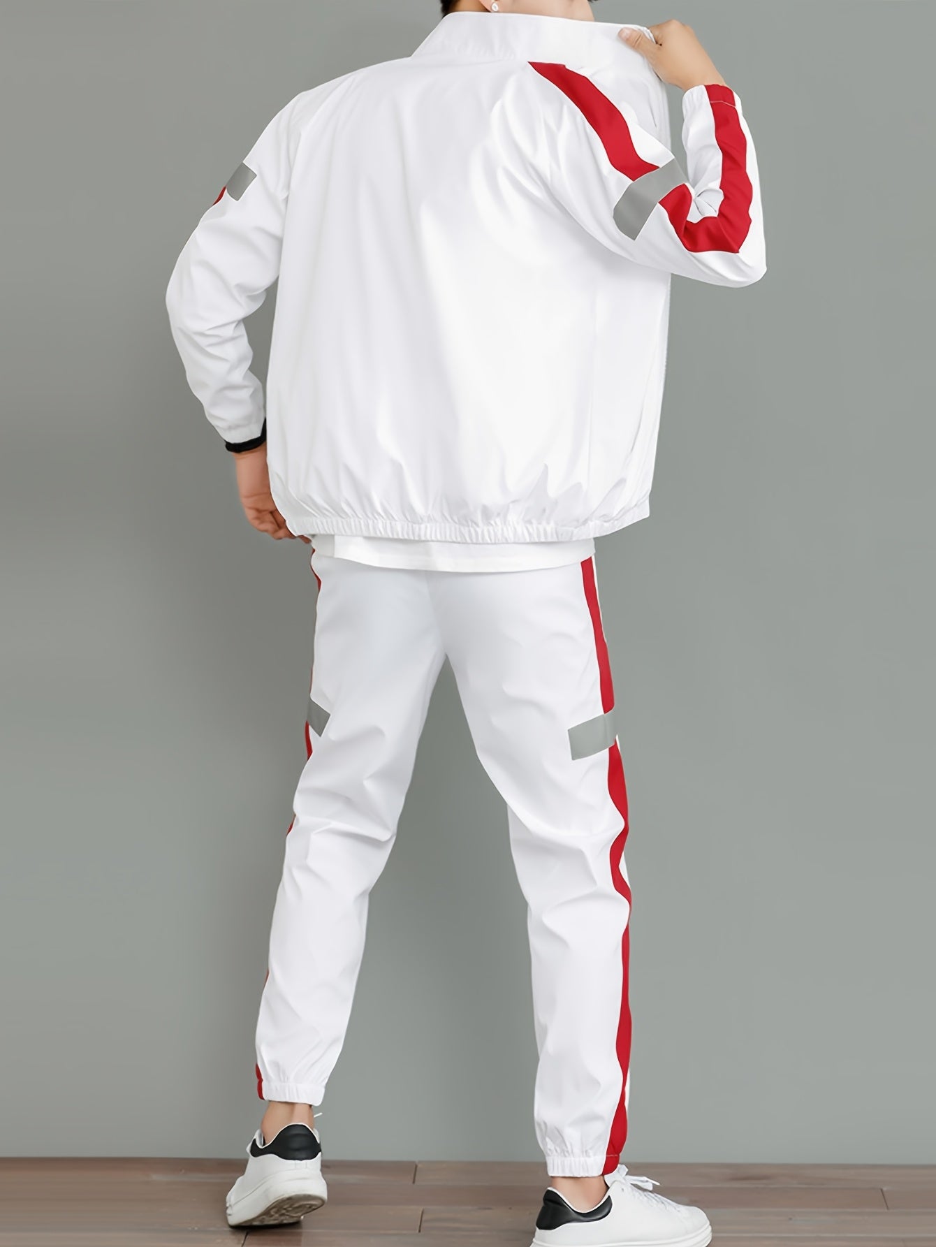 2pcs Men's Spring/Autumn Casual Long Sleeve Sportswear Set with Stand Collar