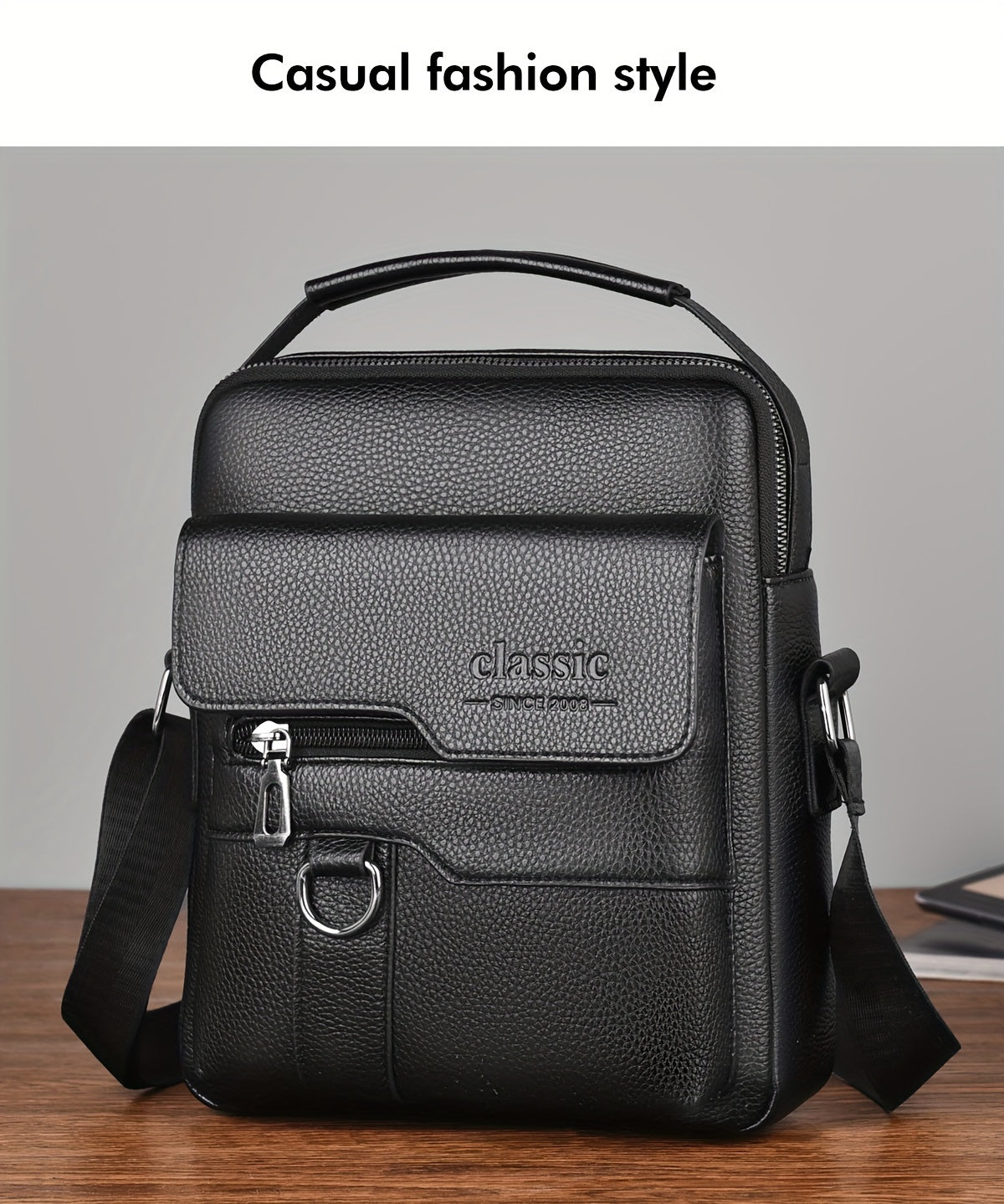 WEIXIER Men'S Set Shoulder Bag, Unisex Waist Postman Bag, Crossbody Chest Bag, Handbag, PU Fabric Multi-pocket, with Card Holder Wallet, Adjustable Detachable Shoulder Strap, Casual Commuting Bag Retro Business Texture Men'S