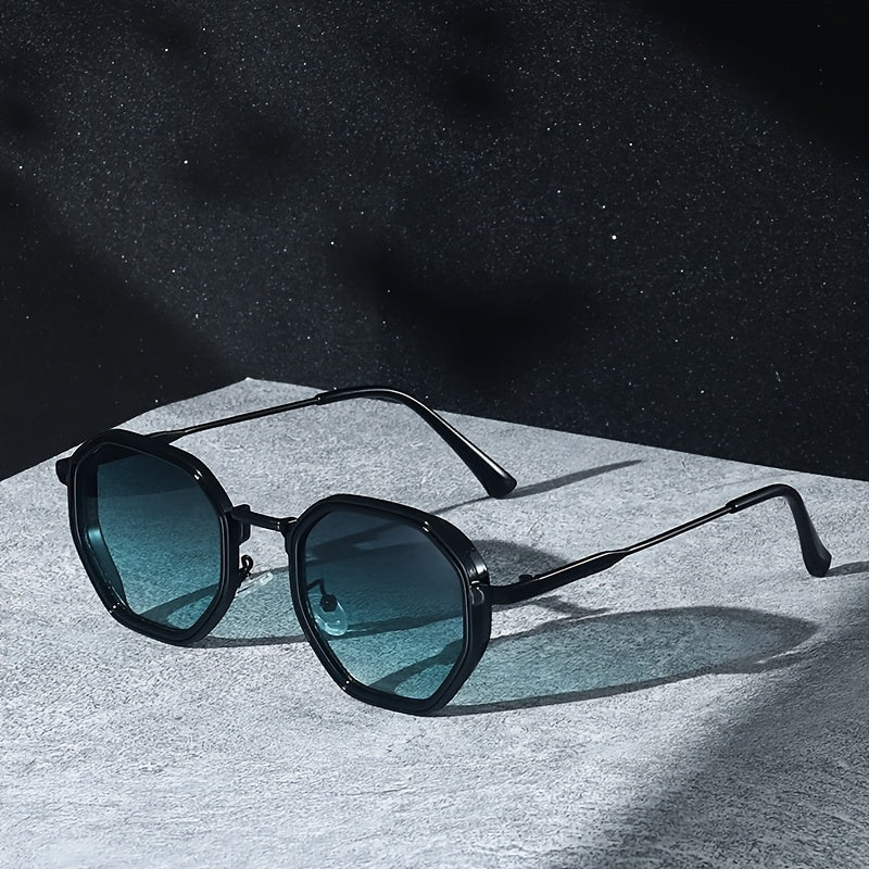West Scenery Unisex Geometric Fashion Glasses - Metal Frame, PC Lenses, Gradient Tinting, Lightweight & Stylish for All Fashion Styles, Casual Eyewear|Modern Eyewear|Durable Eyeglasses