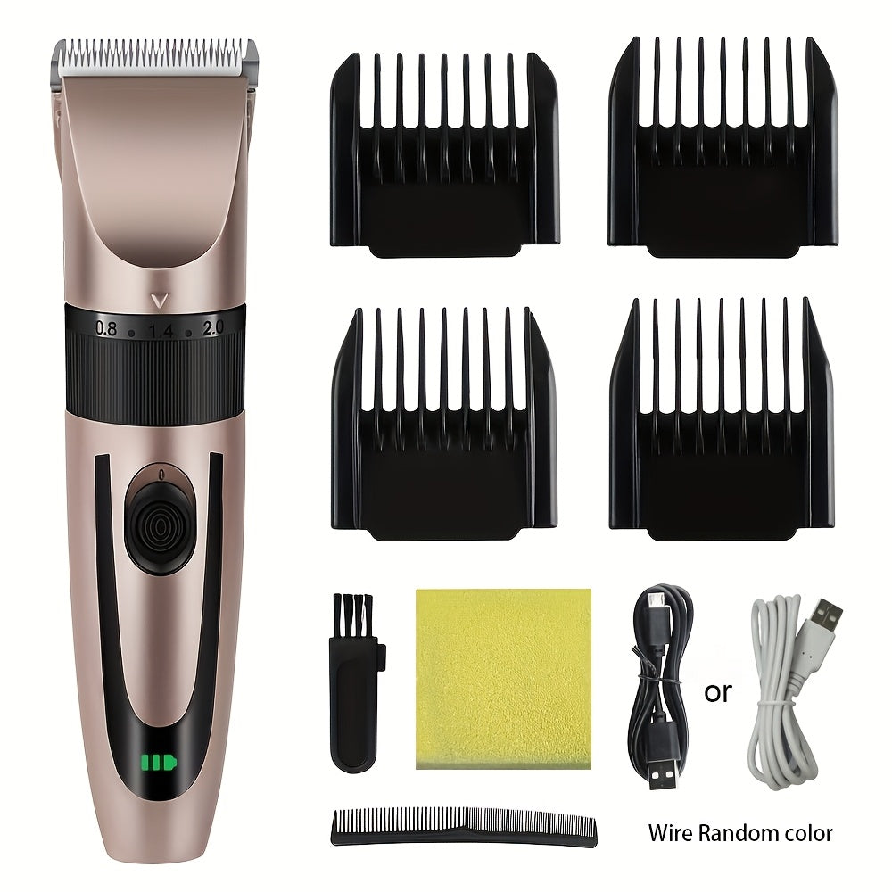 HIENA Multi-Purpose Electric Hair Clipper Kit - Sleek Metallic Finish, USB Rechargeable with 320mAh Lithium Battery, Includes 4 Combs & Cleaning Brush, Ideal for Body, Leg & Private Grooming, Personal Grooming Kit|Professiona