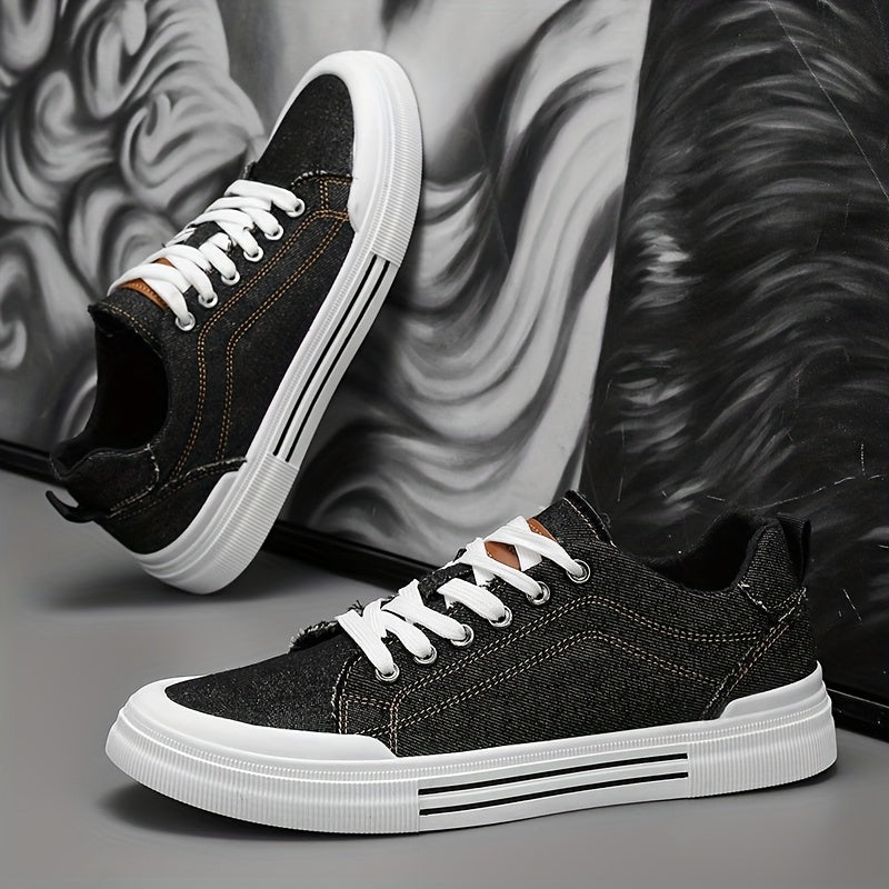 Men's Casual Sneakers - Lightweight Breathable Canvas & PVC Sole, Low-Top Lace-Up Round Toe Design for Outdoor Hiking, Streetwear & Daily Wear - All-Season Versatile Comfortable Shoes, Versatile Sneakers | Lowtop Sneakers | D