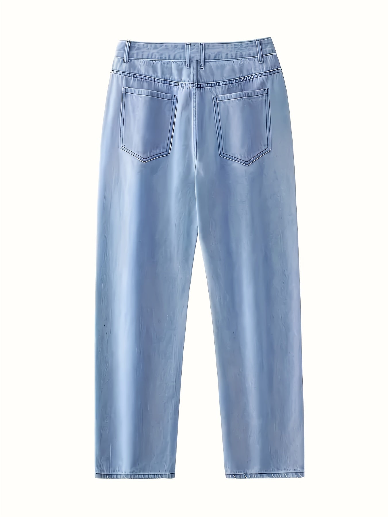 Men's Loose Fit Light Blue Denim Jeans - Straight Leg, Slant Pockets, Non-Stretch Cotton Blend, Casual Street Style for All Seasons