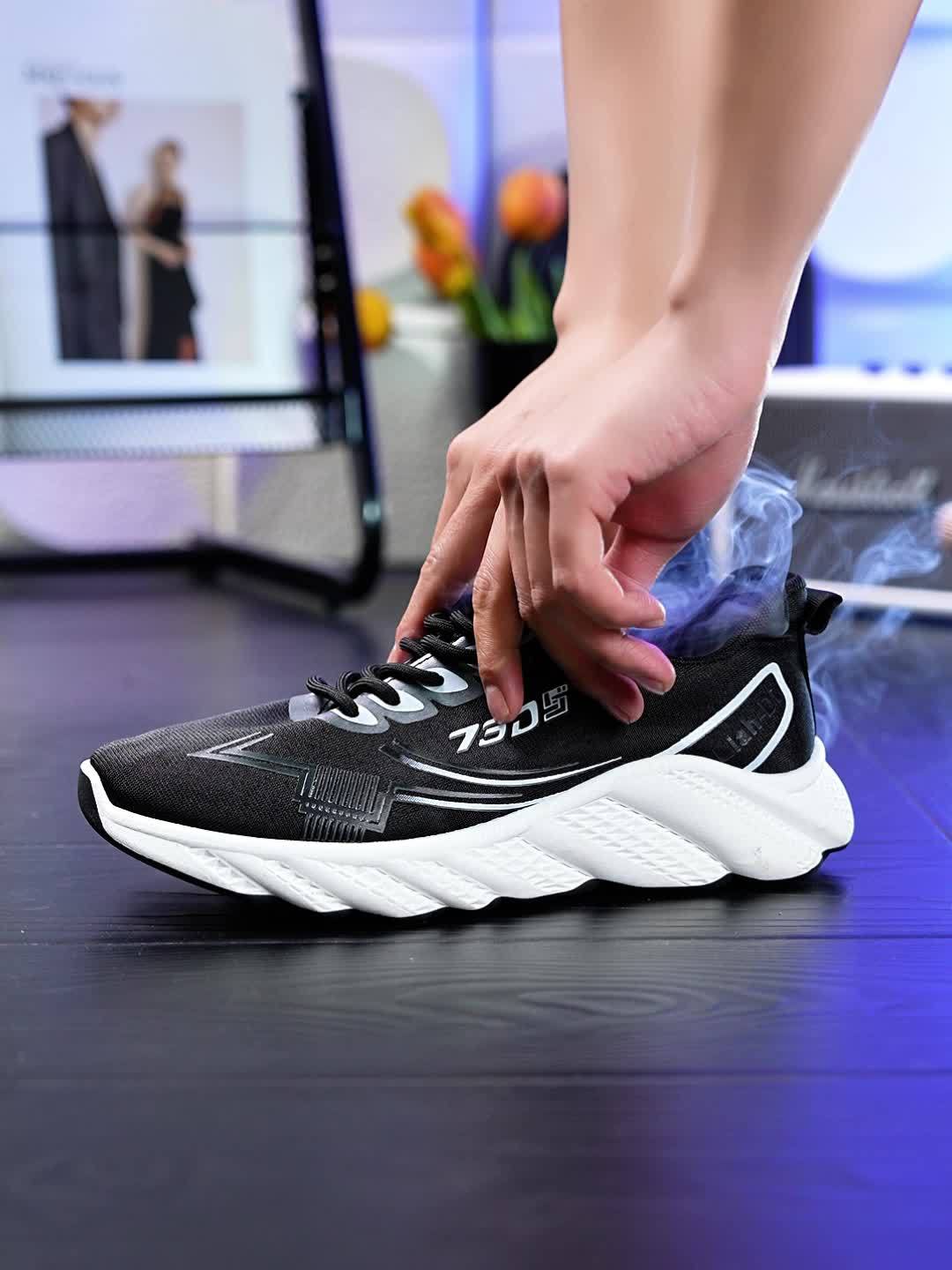 Men's Lightweight Sneakers - Non-Slip PVC Sole, Cushioned EVA Insole - White/Blue Accent Low-Top Sneakers for Gym, Running, Everyday - All-Season Lace-Up Athletic Footwear - Model HX-3, Sports Activities, Sporty Design, Secur