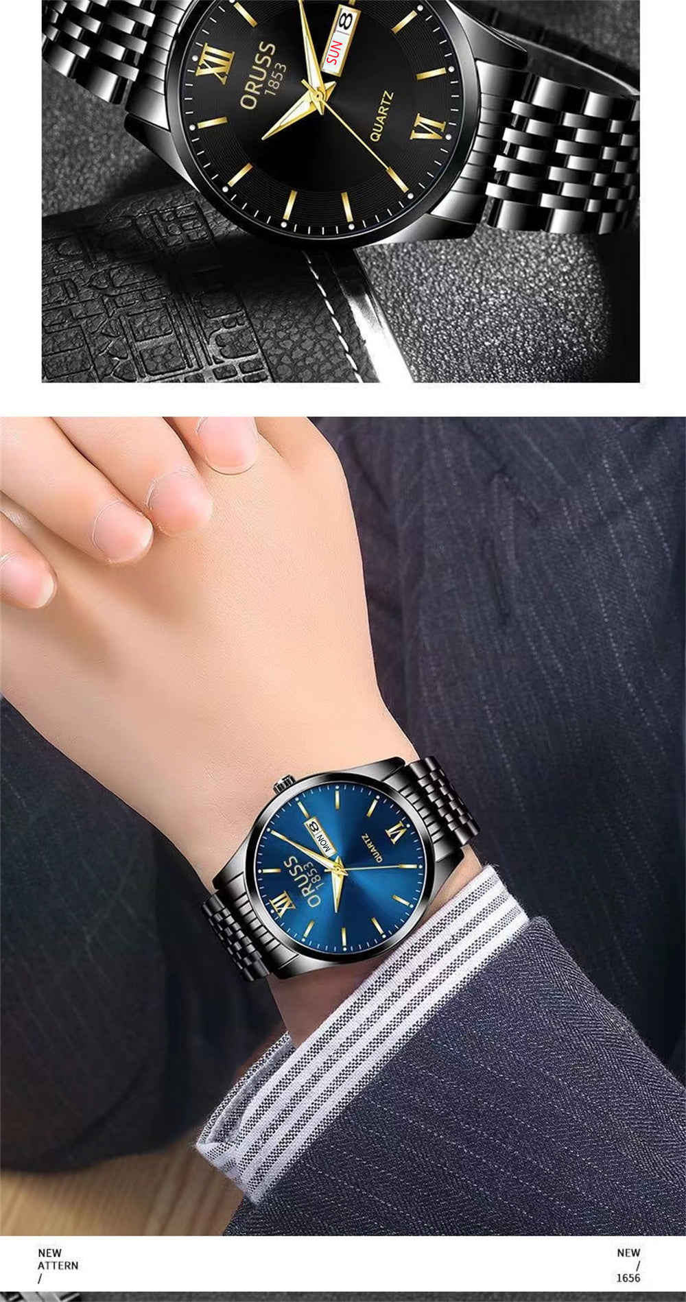 Men's watch calendar high-grade handsome fashion new trend steel watch jazz gentleman all Men's watch
