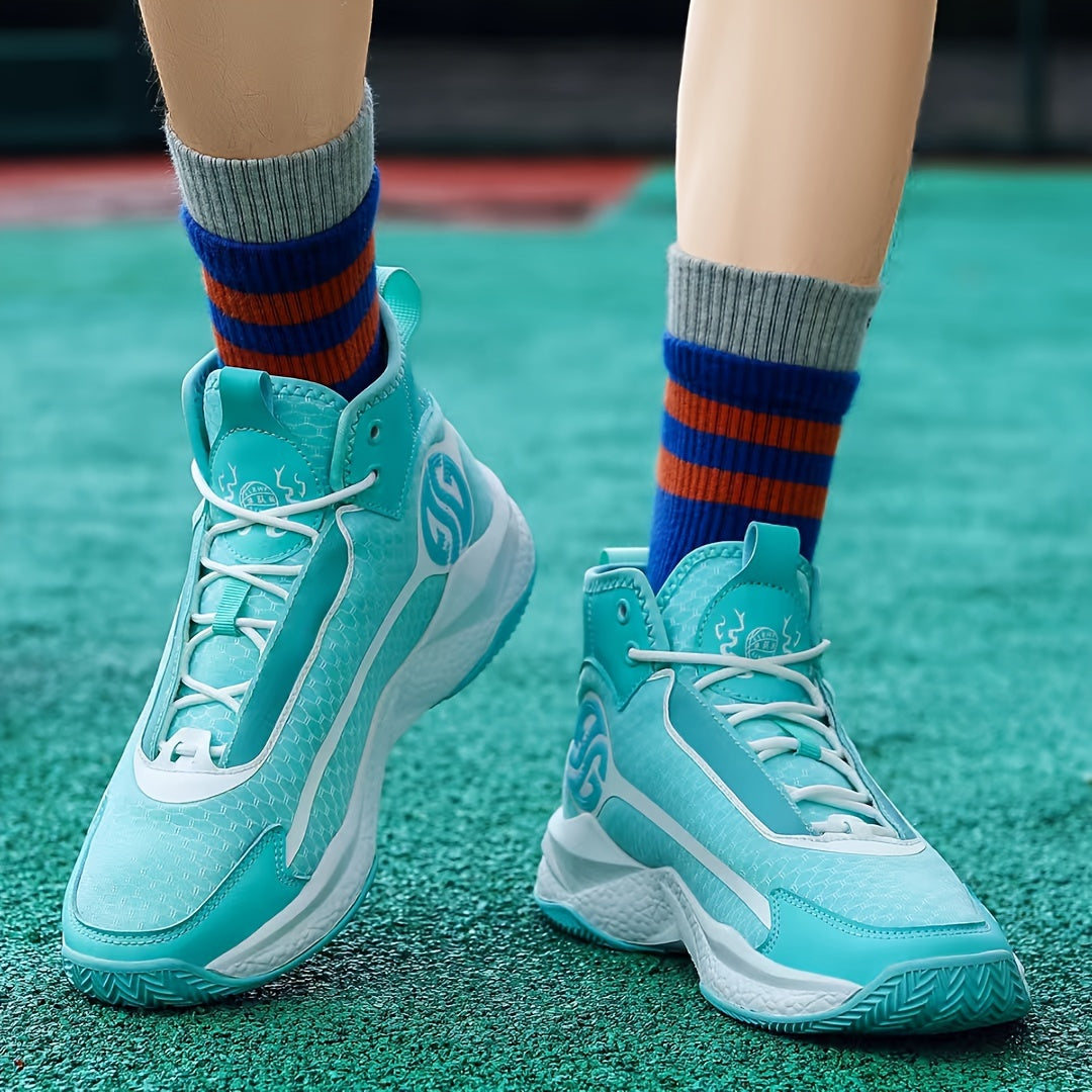 Unisex Fashion Sports Sneakers - Casual Street Athletic Running Shoes with Breathable Fabric Upper, Mid Top Lace-Up, Rubber EVA Sole, All-Season Comfort, Round Toe for Training & Basketball