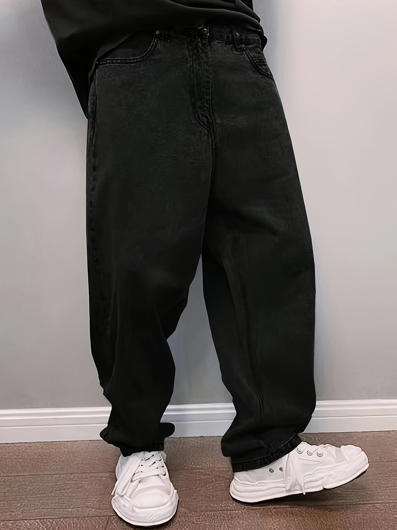 New Men'S Long Pants for Spring And Summer 2024, Light Blue Washed Denim, Loose-Fitting Casual Street Style Jeans.
