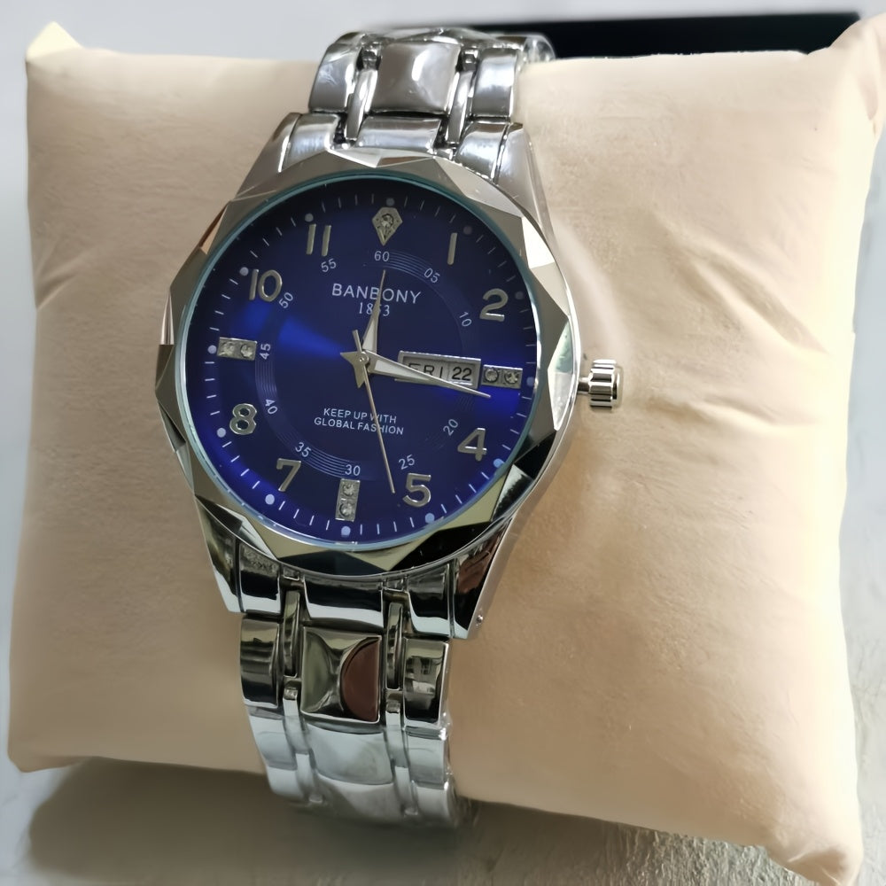 Multi Functional Watche Suitable for Both Women and Men/Calendar Date Display Rhinestone Decoration/Luminous/Stainless Steel Strap-Ideal Gift for Birthdays, Holidays, Anniversaries, Family, Friends-Suitable for Daily Wear, Pa