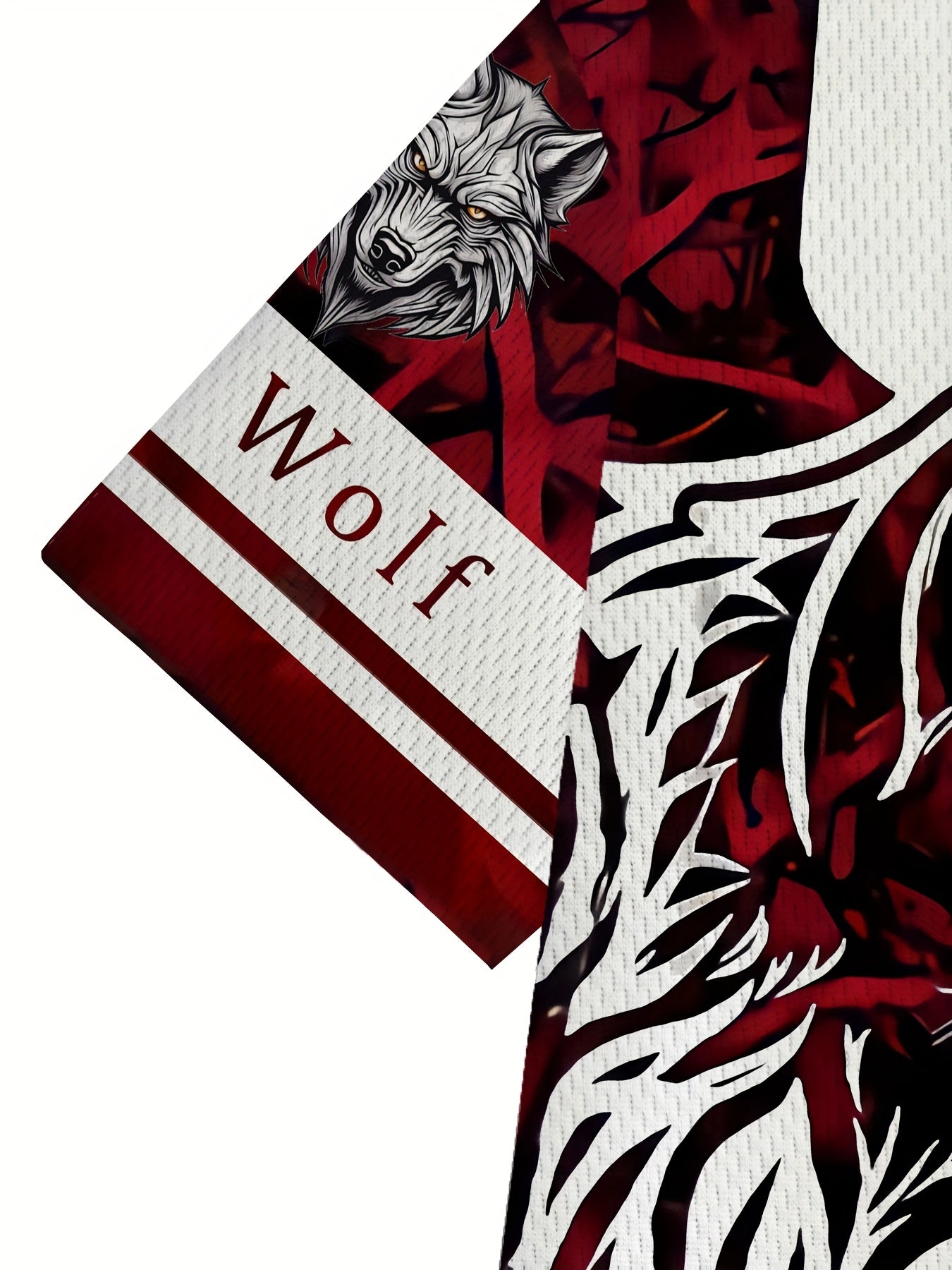 Men's polyester sportswear | Elegant and casual round neck with a Wolf head | Slightly elastic knitted strap with 3D printing | 2pcs set with normal style | Patterned short-sleeved T-shirt and trousers