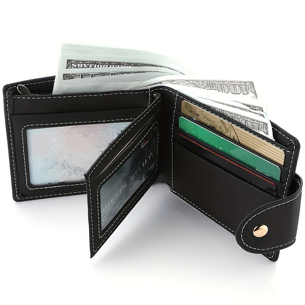 Fashion Eagle Wallet For Men, Zipper Snap Coin Credit Card Bag, Frosted PU Leather Clip For Men