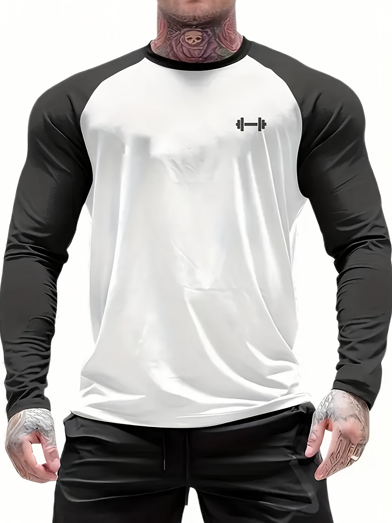 Men's Athletic Compression Long Sleeve T-Shirt - Quick-Dry, Breathable, with Graphic Print, Crew Neck, Stretch Fabric - Ideal for Running, Gym & Sports Activities, Gym Clothes