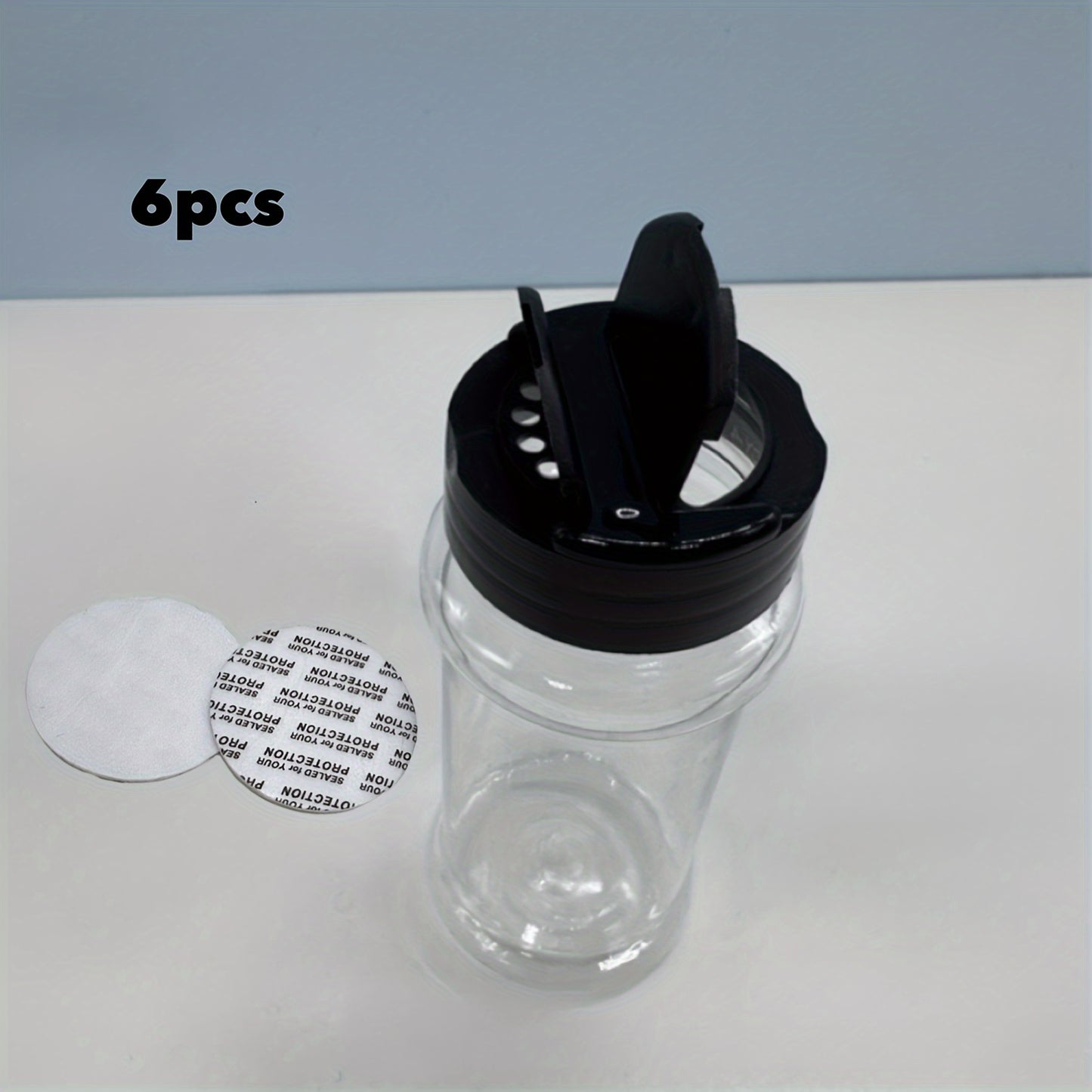6/12pcs, Storage Containers, 3.5OZ Leakproof Seasoning Containers With Black Screw Lids, Portable Empty Clear Spice Sealing Jars For Spice, Powder, Chili And Salt, Kitchen Organizer And Storage, Kitchen Accessories