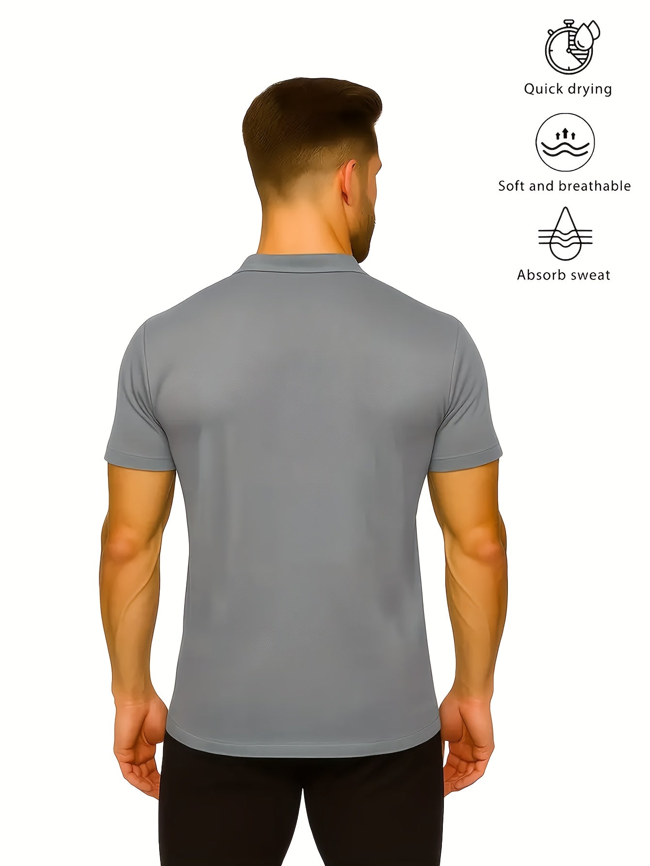 2pcs Men's Quick-Dry T-Shirts - Moisture-Wicking Breathable Gym Shirts with Custom Logo Print, Regular Fit Round Neck for Workout & Casual Wear, Workout Shirts, Durable Sportswear