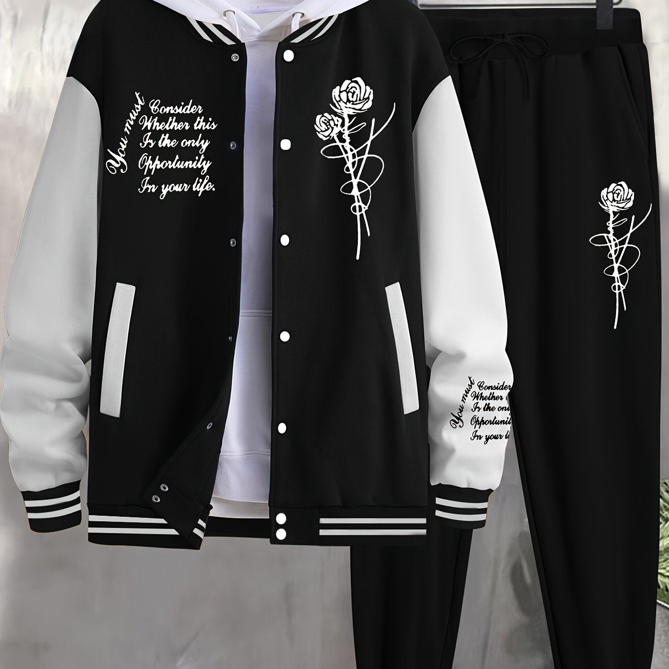 Men's Casual Sports Jacket Rose Baseball Suit - Xingfan OBM