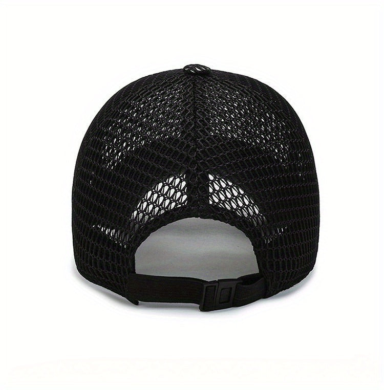 2pcs Unisex Quick-Dry Mesh Baseball Caps - Breathable, Adjustable Summer Sun Hats with Large Brims for Outdoor Activities, Black & Gray Textured Design