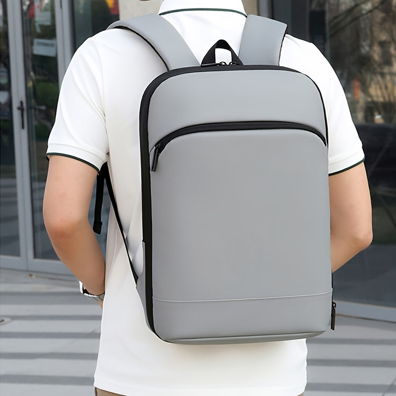 Business Style Expandable Backpack, Faux Leather, Durable Smooth Zipper, Multi-Pad Laptop Bag, Casual Daypack, Suitable for Daily Commute, Outdoor Business Travel, Ideal Gift for Holidays, Black, Dark Grey, Light Grey Options