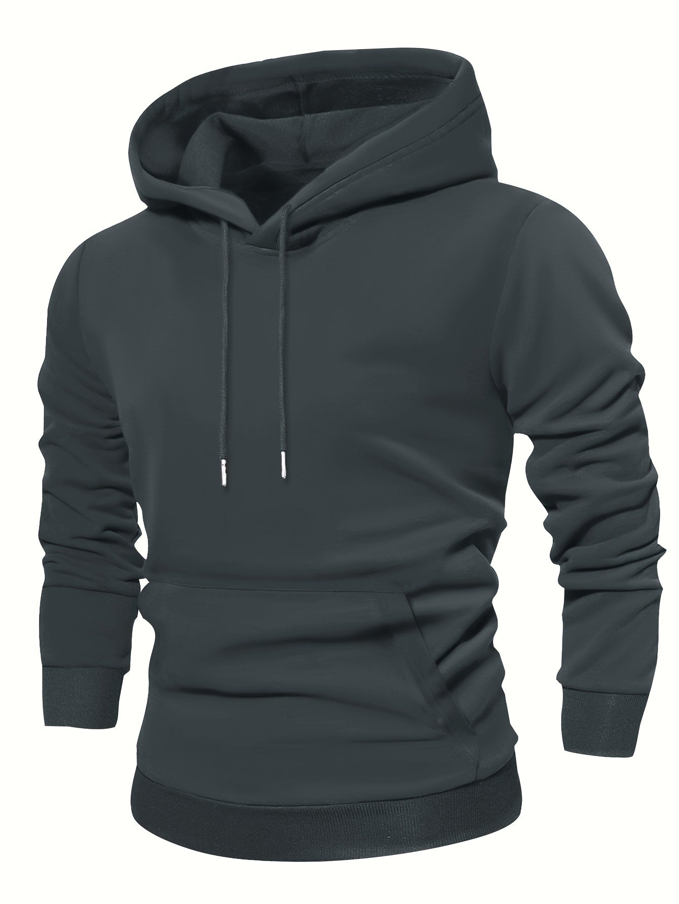 Men's Long Sleeve Hooded Sweatshirt + Threaded Sweatpants Set Spring and Autumn Solid Color Pullover Regular Long Sleeve T-shirt and Pants Belt Drawstring Casual Sports Trousers Two-piece Set