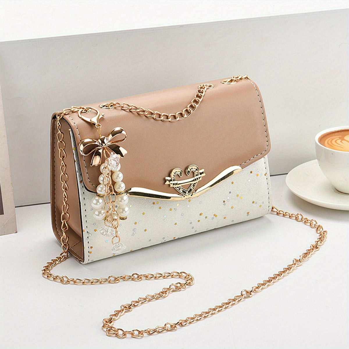 Simple and fashionable chain shoulder bag. 2025 style underarm bag solid color shoulder bag, 3 colors optional sequin trend, versatile fashion casual messenger bag, suitable for daily, work, commuting, play, holiday gifts