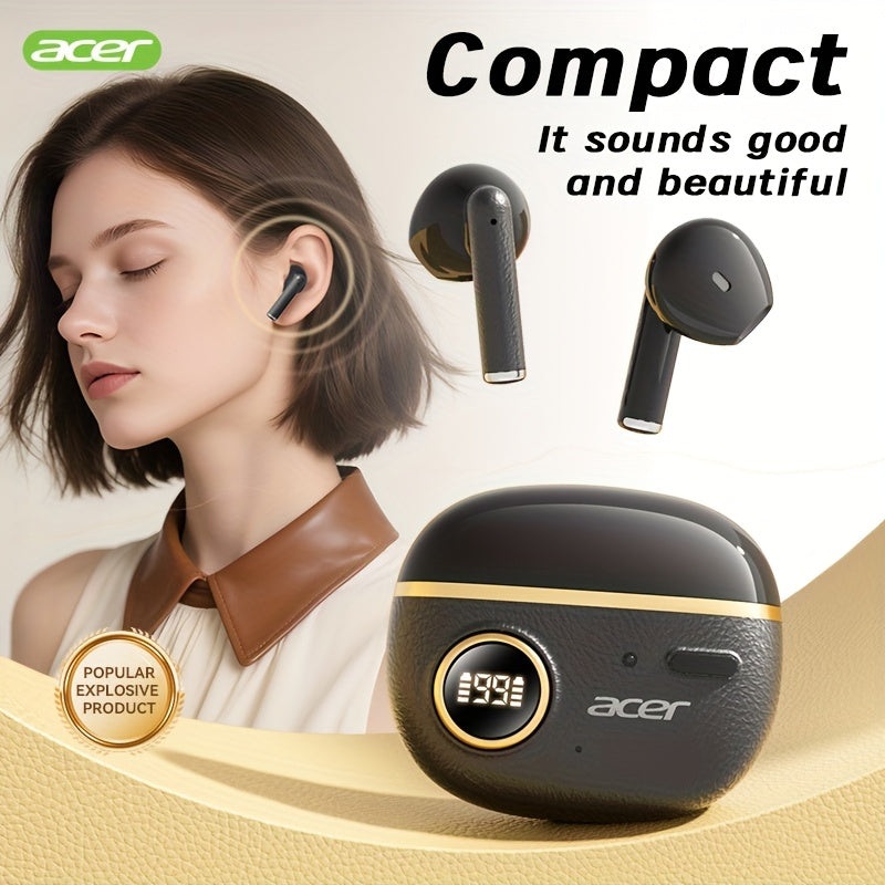 ACER TWS Wireless Earbuds with Deep Bass & Noise Cancellation, Long-Lasting Comfort, HIFI Sound, Touch Controls, Fast Delivery, Compatible with Phones/Tablets/Laptops, Ideal for Running, Music, Business, and More, Wireless Ea