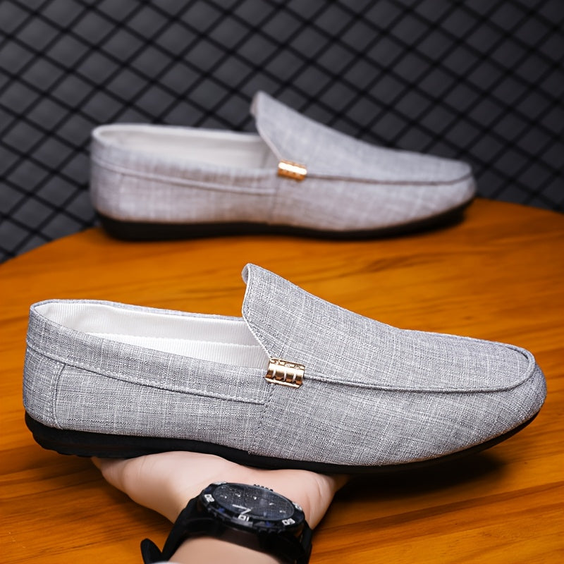 Men's Slip-On Casual Sneakers - Breathable Upper, EVA Cushioned Insole & Durable PU Sole - Low-Top Round Toe Design for All-Season Outdoor Hiking, Daily Wear & Leisure Activities, Allseason Shoes | Stylish Slipons | Fabric Li