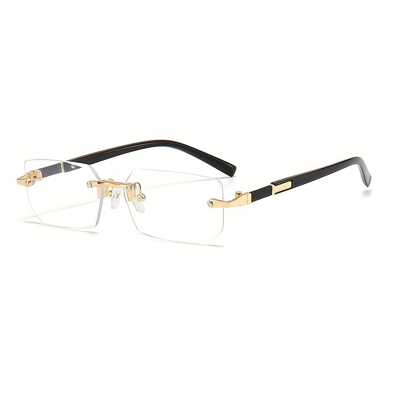 1pc Men's Fashion Rimless Fashion Glasses, Trendy Rimless Classic Small Square Summer Traveling Fashion Glasses, Ideal choice for Gifts