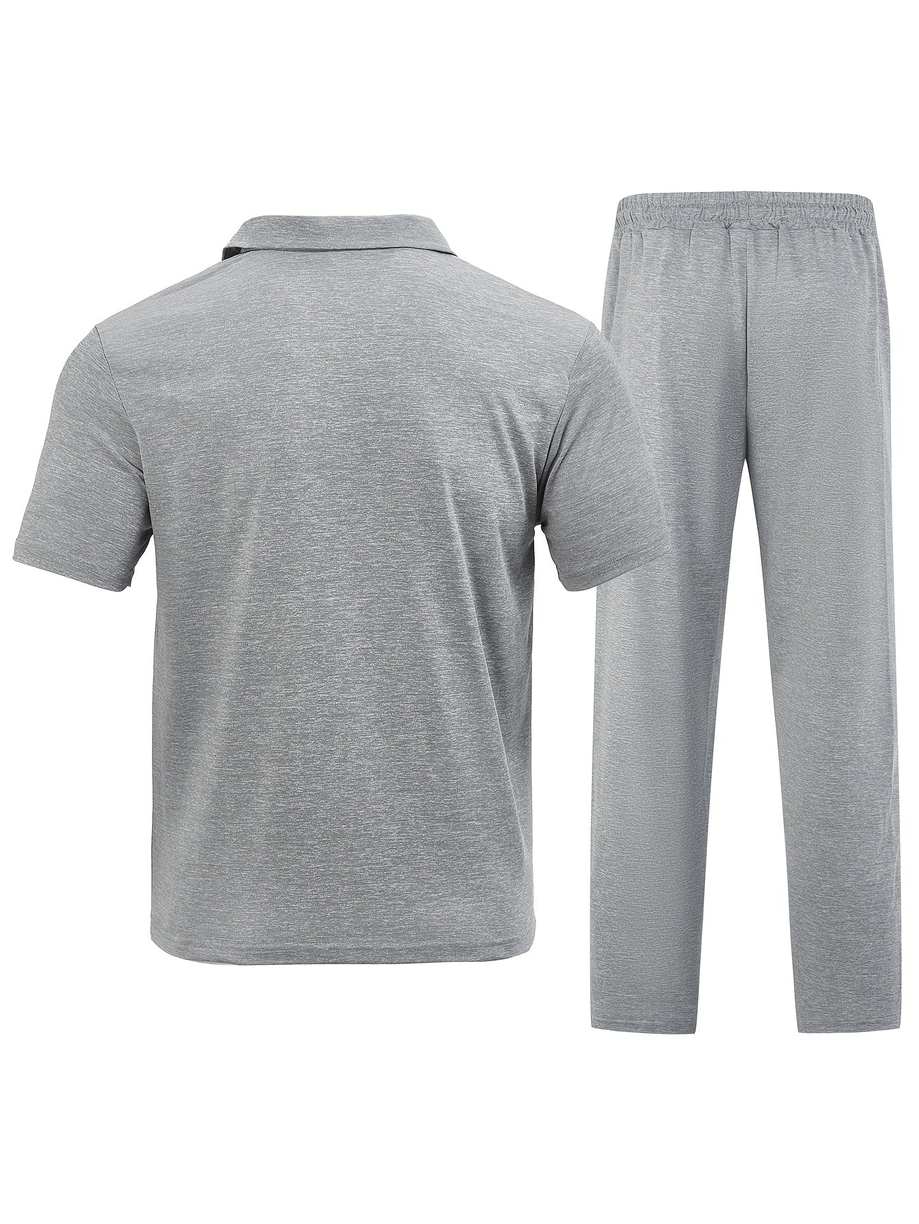 New Spring Fashion Casual Polo Shirt Zipper Men'S Casual Sports Long Pants Short Sleeve Two-Piece Set