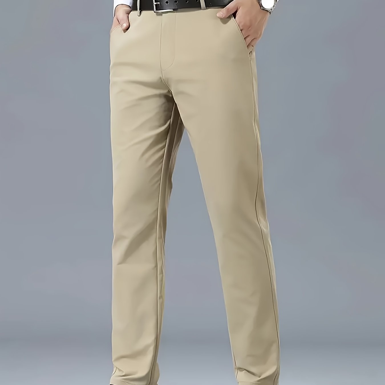 Men'S Classic Black Dress Pants - Stretchy Polyester, All-Season Comfort Fit, Regular Length, Solid Color, Allseason Pants | Stylish Dress Pants | Comfortable Fit Pants