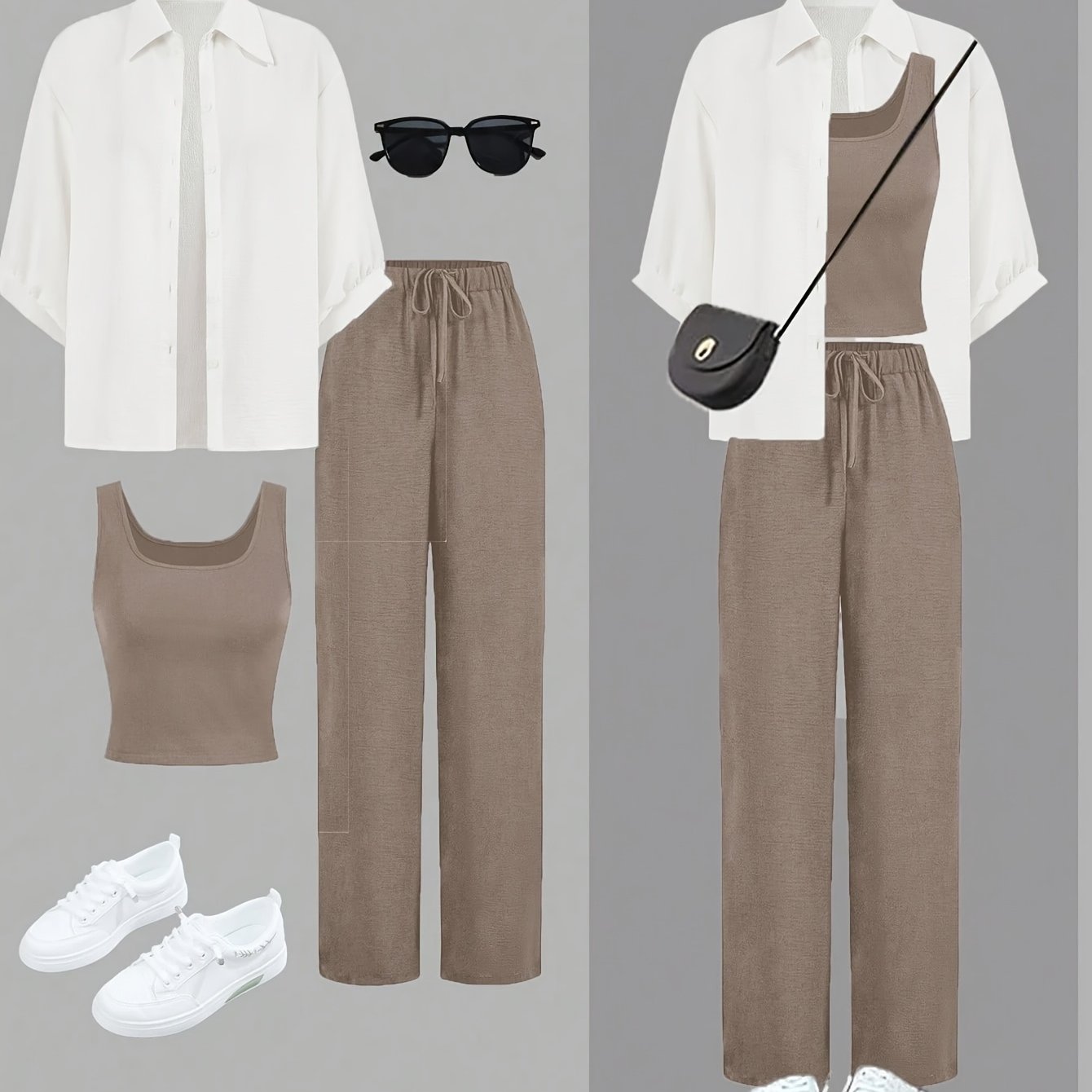 3pcs Summer Women's Casual Vest Shirt and Pants Set
