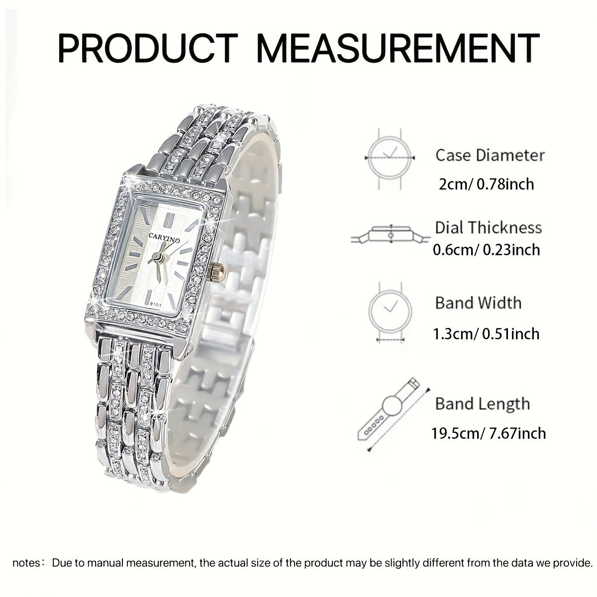 Elegant Cartier-Inspired Zinc Alloy Bracelet Watch with Sparkling Rhinestones - Rectangular Face, Quartz Movement, Non, Perfect for Daily Wear, Parties, Birthdays, and Festive Gifts, Festive Accessory | Elegant Bracelet | Qua